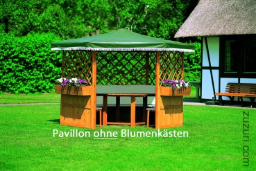 Pavillon "Marburg" mit Möbeln imprägniert honigbraun